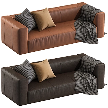 Elegant Mateo Leather Sofa 3D model image 1 