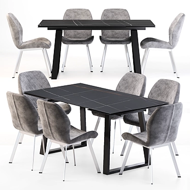 Modern Grey Dining Set 3D model image 1 