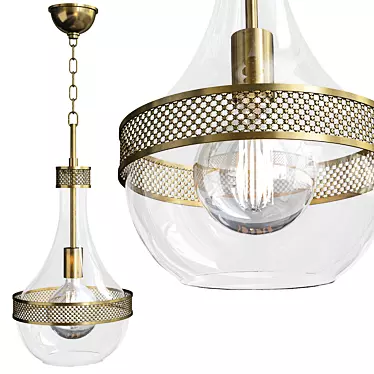 Elegant Aged Brass Pendant Light 3D model image 1 