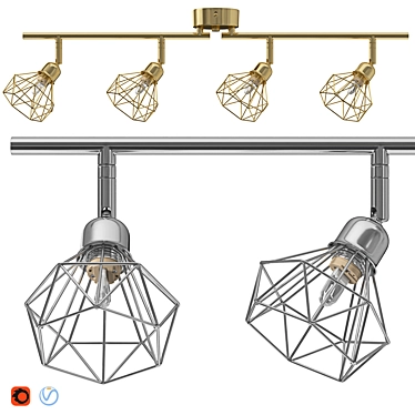 Modern 4-Light Metal Ceiling Lamp 3D model image 1 