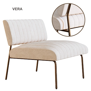 Modern Vera White Fabric Armchair | Tikamoon 3D model image 1 