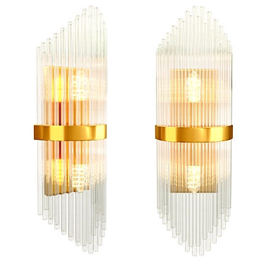 Sleek Glass Rod 2-Light Fixture 3D model image 1 