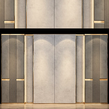 Golden Wood Wall Panels 3D model image 1 