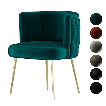 Velvet Stud Dining Chair 3D model image 1 