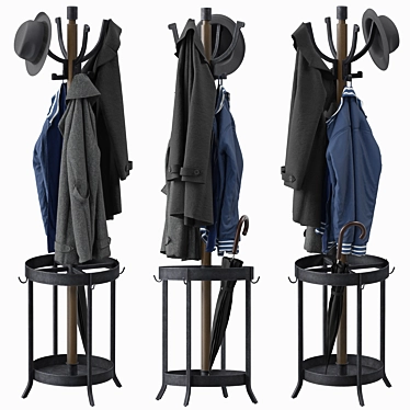 Andreas Coat Rack: Wood & Metal 3D model image 1 