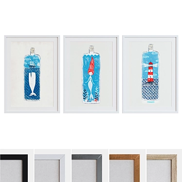 Modern Picture Frame Set with Bottled Designs 3D model image 1 