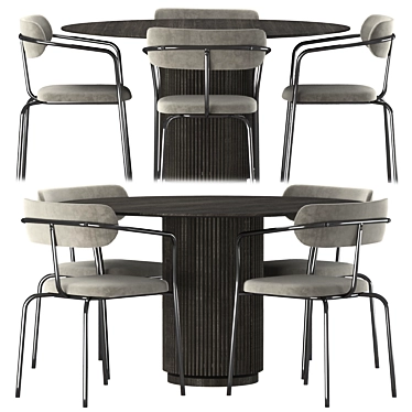 Nordic Round Dining Set 3D model image 1 