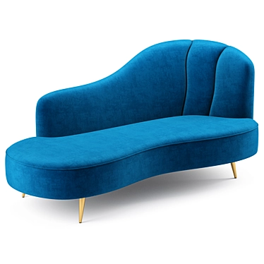 Elegant Peacock Velvet Chaise 3D model image 1 