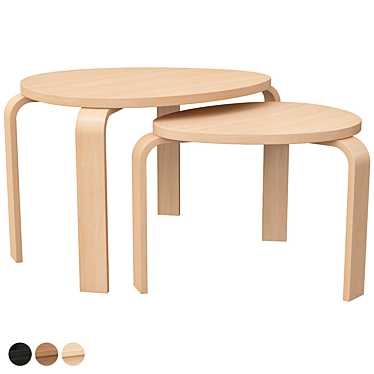 Sleek Birch Veneer Dining Set 3D model image 1 