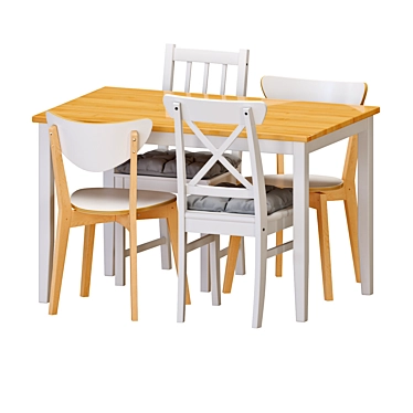 Stylish Nordic Dining Set: LERHAMN Table & NORDMYRA Chair 3D model image 1 