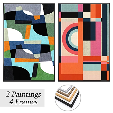  Stylish Art Set: Paintings & Frames 3D model image 1 