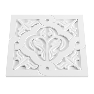 Samarkand Samani Palace Carved Gypsum Panel 3D model image 1 