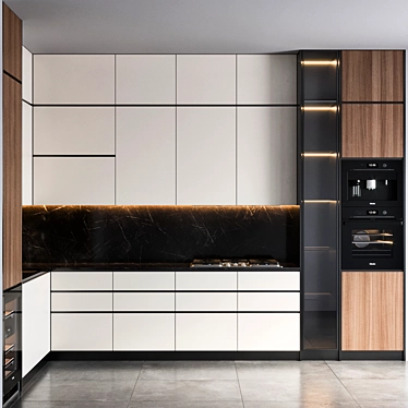 Modern Miele Kitchen: Spacious, Stylish & Functional 3D model image 1 