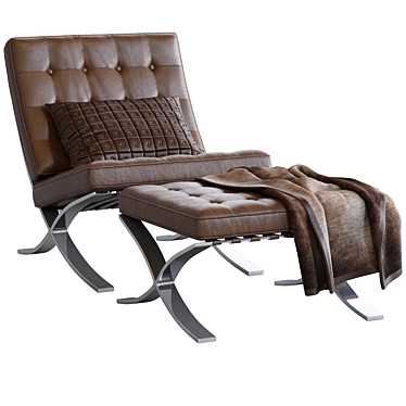 Modern Barcelona Knoll Armchair 3D model image 1 