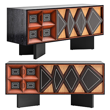 Sleek Paseo Wood Media Credenza 3D model image 1 