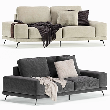 Modern Textile Grey Sofa 3D model image 1 