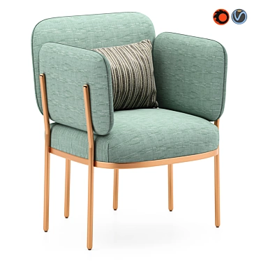 Quincy Metal and Upholstered Armchair 3D model image 1 