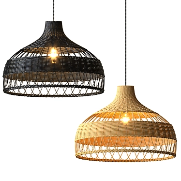 Boho Rattan Pendant Light 3D model image 1 