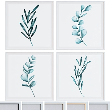Modern Plant-themed Square Picture Frame Set 3D model image 1 
