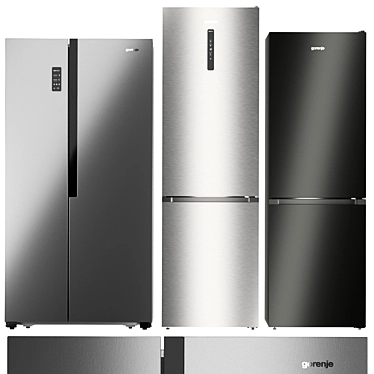 Gorenje Refrigerator Set: NRS9181MX, NRK6202AXL4, NRK6192CBK4 3D model image 1 