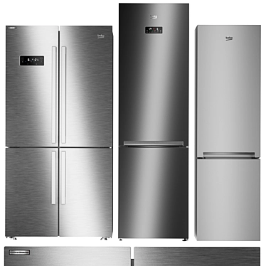 Beko Refrigerator Set: Side by Side and Freezer 3D model image 1 