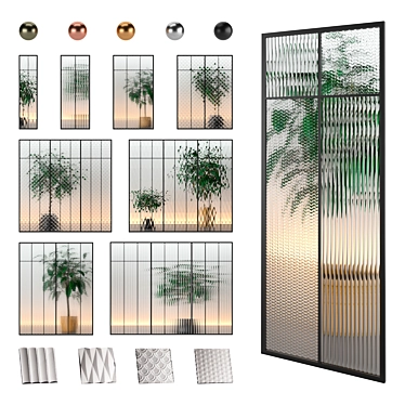 Title: Modular Glass Partitions Set 3D model image 1 