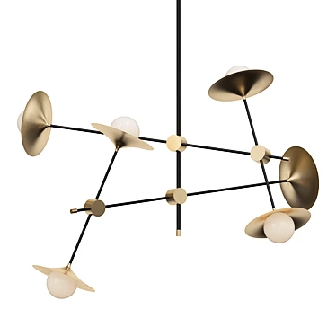 Contemporary Collared Baton Chandelier 3D model image 1 