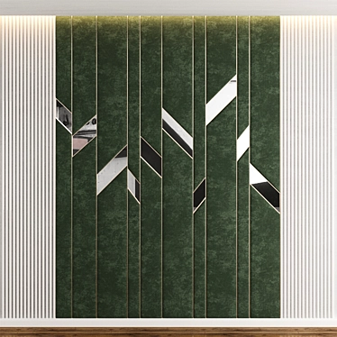 Green Panel Mirrored MDF Headboard 3D model image 1 