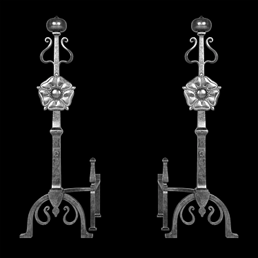 Elegant Baroque Andirons for Arts & Crafts 3D model image 1 