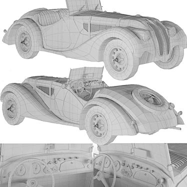 Vintage BMW 328 Sports Car 3D model image 1 