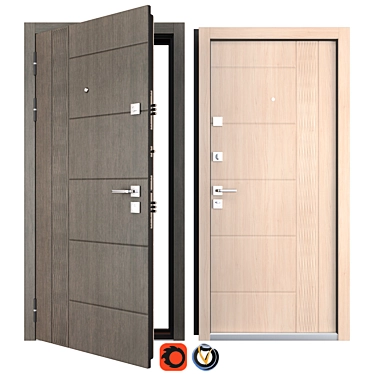 Elegant Magda Metal Entrance Door 3D model image 1 