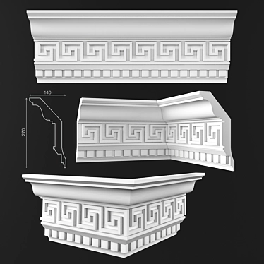 Elegant 140x270mm Ceiling Cornice 3D model image 1 