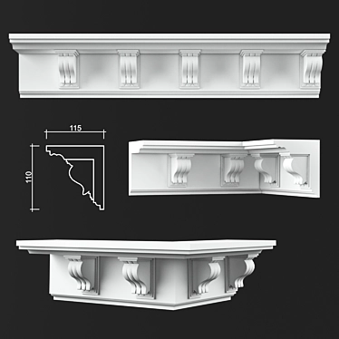 Elegant Ceiling Cornice K160 3D model image 1 