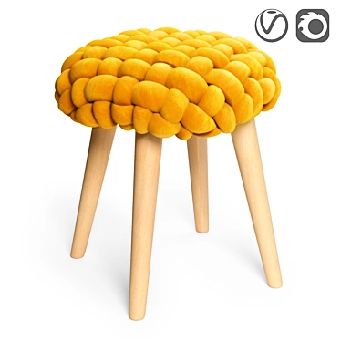 Yellow Round Stool by Atmosphera 3D model image 1 