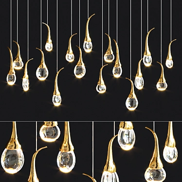 Elegant Eggplant Quartz Chandelier 3D model image 1 