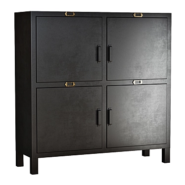 Hiba Steel 4-Door Sideboard: Sleek Storage Solution 3D model image 1 