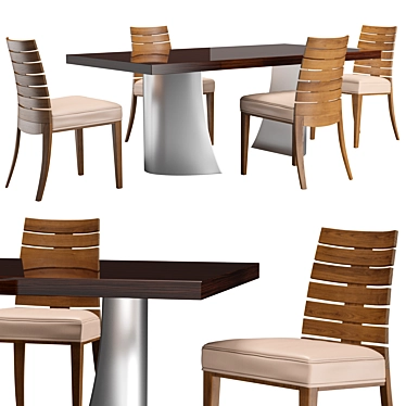 Saks Charm Dining Set: Italian Rationalism-inspired Elegance 3D model image 1 