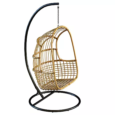 Relax in Style with the Chill Rattan Hanging Chair 3D model image 1 