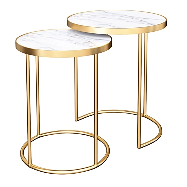Elegant Marble & Brass Nesting Tables 3D model image 1 