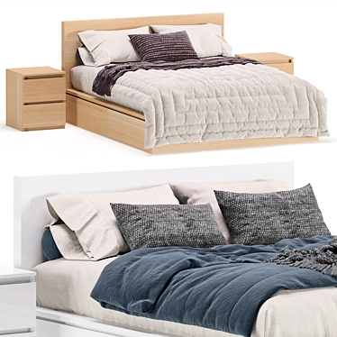 Modern Malm Bed: 2 Colors 3D model image 1 