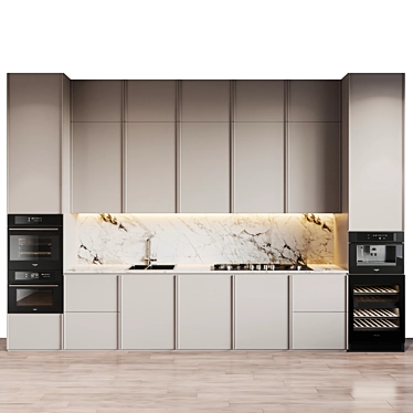 Stylish Fulgor Milano Kitchen 3D model image 1 