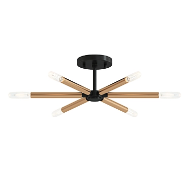 Elegant 6-Light Semi Flush Mount 3D model image 1 