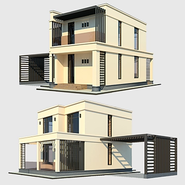 Stylish Modern House with Terrace & Carport 3D model image 1 