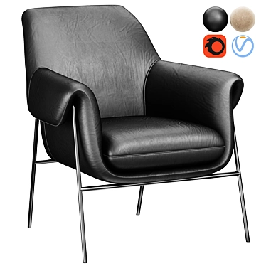 Contemporary Leather Club Chair 3D model image 1 