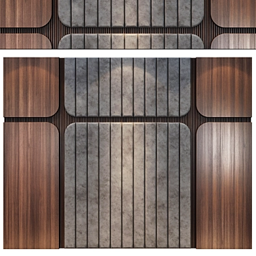 Elegant Wood & Gold Wall Panels 3D model image 1 