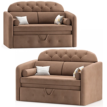 Compact Barcelona Latte Sofa 3D model image 1 