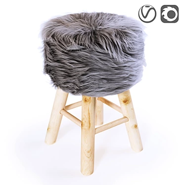 Gray Atmosphera Round Stool 3D model image 1 