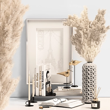 Elegant Pampas Grass Decor Set 3D model image 1 