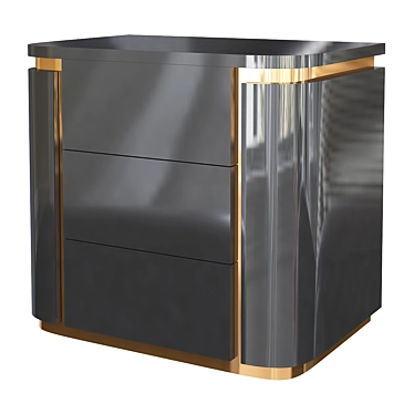 Luxury White & Gold Bedside Table 3D model image 1 