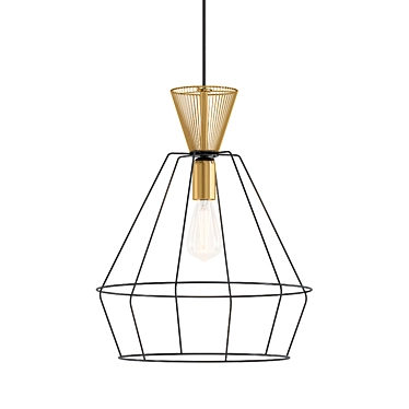Elegant Black and Gold Pendant 3D model image 1 